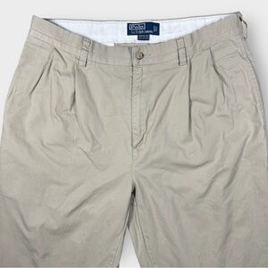 Polo Ralph‎ Lauren Men’s 34x30 Hammond Khaki Pleated Cuffed Cotton Pants
